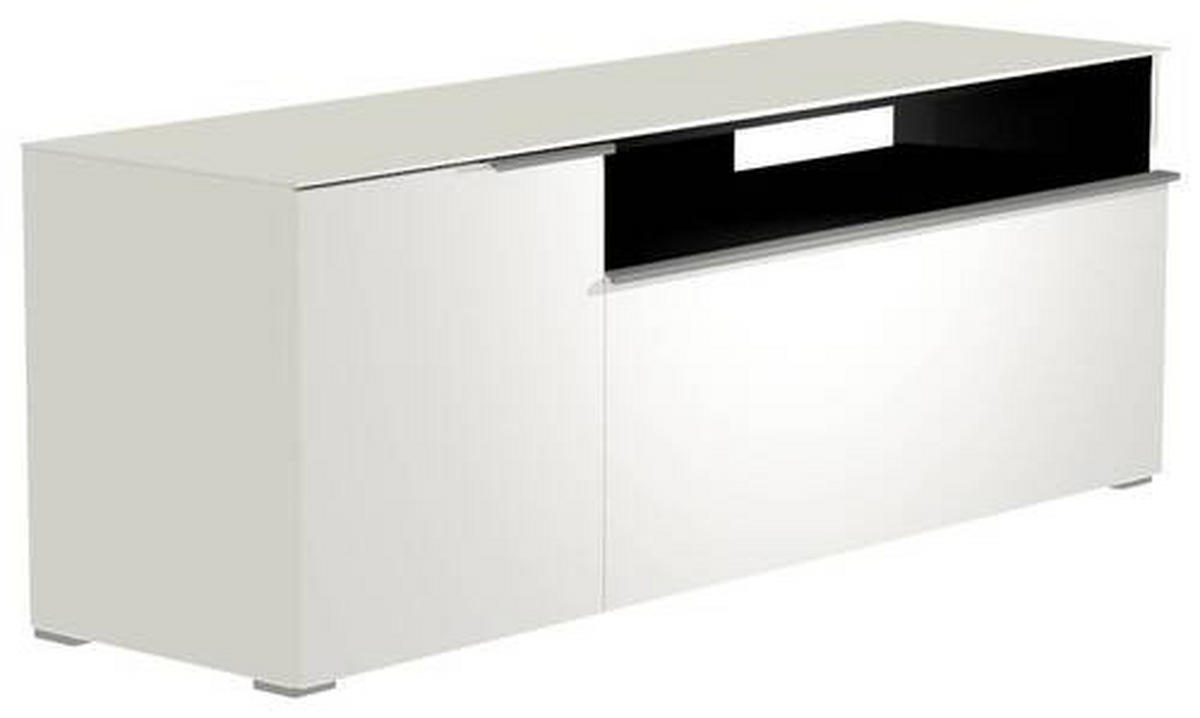 LOWBOARD Weiss, Alufarben  160/58/45 cm  - Weiss/Alufarben, Design, Glas/Holzwerkstoff (160/58/45cm) - Moderano