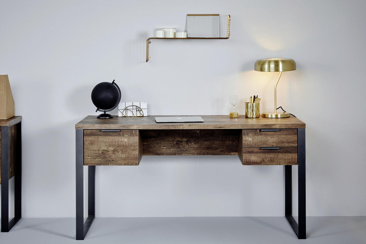 SCHREIBTISCH 152,4/60/76,2 cm  in Eichefarben  - Eichefarben/Anthrazit, LIFESTYLE, Holzwerkstoff/Metall (152,4/60/76,2cm)