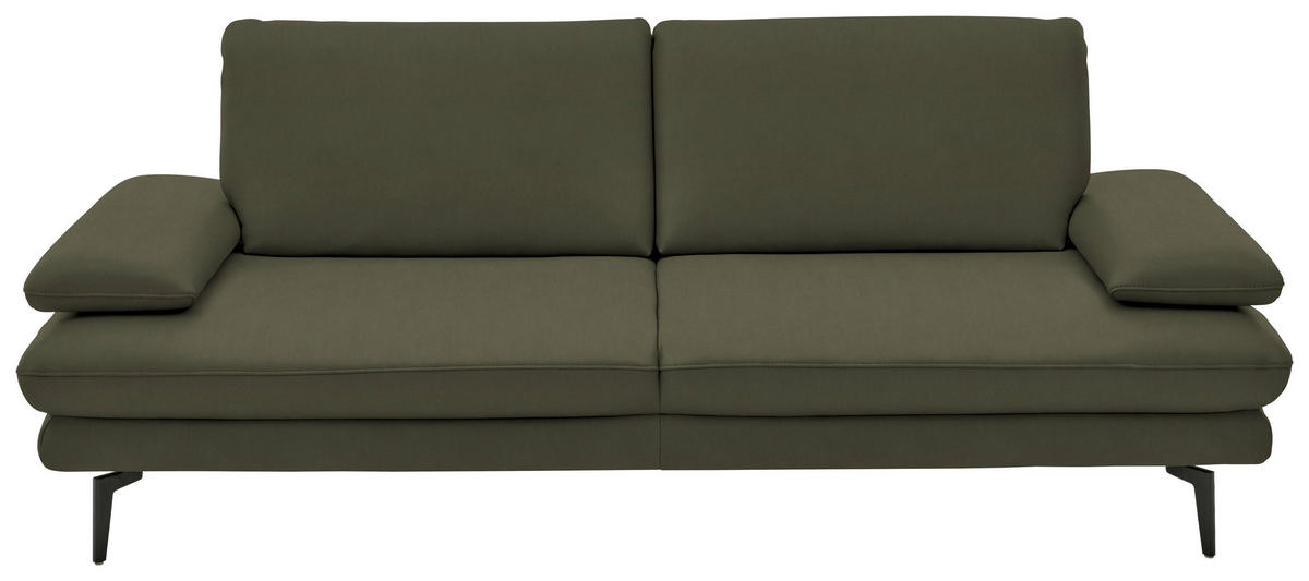 3-SITZER-SOFA in Echtleder Grün  - Schwarz/Grün, Design, Leder/Metall (222/86/104cm) - Dieter Knoll