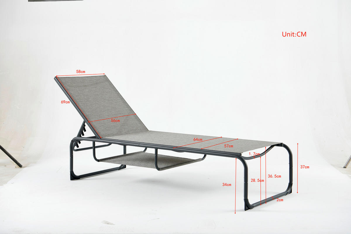 GARTENLIEGE 196/35/64 cm  - Anthrazit/Grau, MODERN, Textil/Metall (196/35/64cm) - Ambia Garden