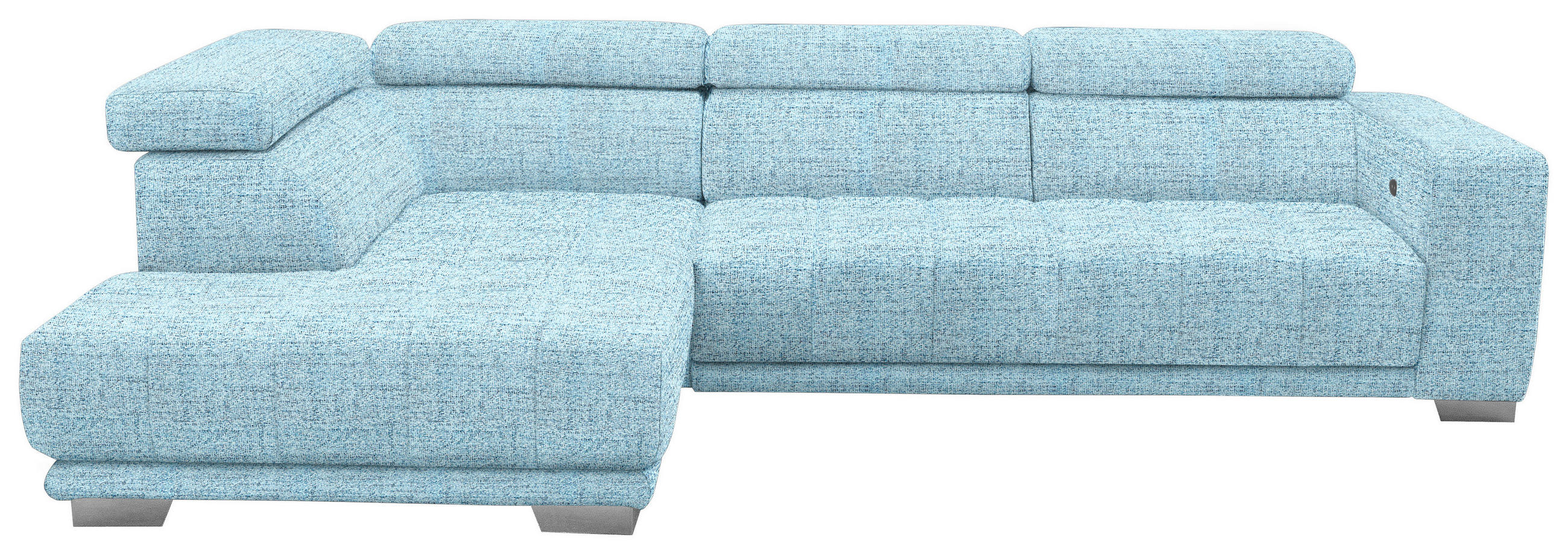 ECKSOFA in Chenille Blau, Hellblau  207/301 cm  - Chromfarben/Blau, Design, Textil (207/301cm) - Xora