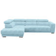 ECKSOFA in Chenille Blau, Hellblau  - Chromfarben/Blau, Design, Textil (207/301cm) - Xora