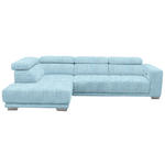 ECKSOFA in Chenille Blau, Hellblau  - Chromfarben/Blau, Design, Textil (207/301cm) - Xora