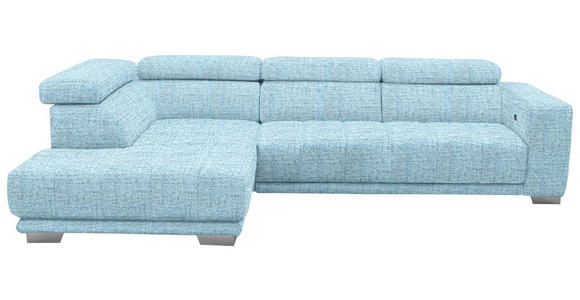 ECKSOFA in Chenille Blau, Hellblau  - Chromfarben/Blau, Design, Textil (207/301cm) - Xora