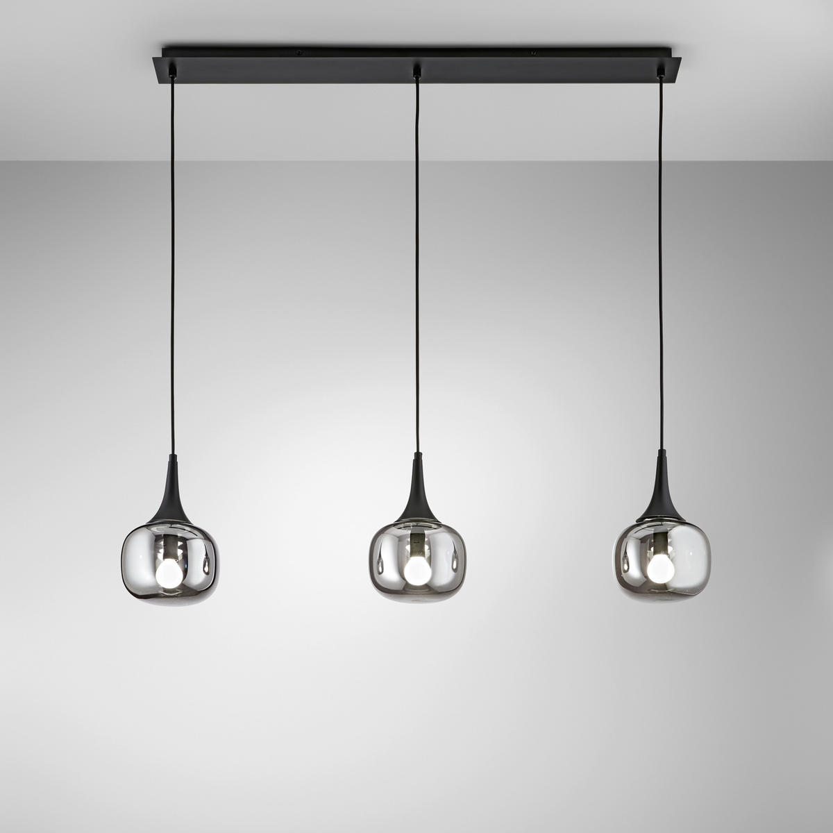 HÄNGELEUCHTE Luce Ambiente e Design 97/17/150 cm   - Schwarz, Trend, Glas/Metall (97/17/150cm)