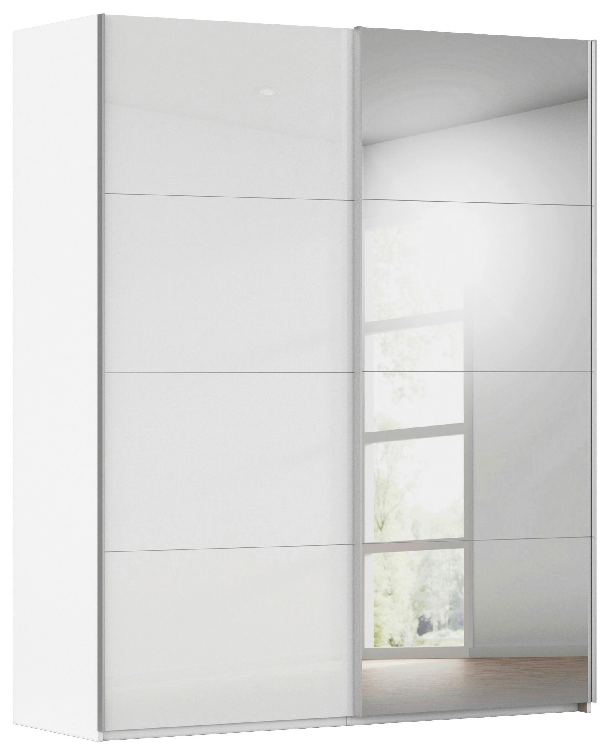 SCHWEBETÜRENSCHRANK 181/236/68 cm 2-türig Weiß  - Alufarben/Weiß, Basics, Glas/Holzwerkstoff (181/236/68cm) - Novel