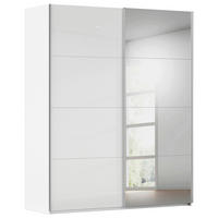 SCHWEBETÜRENSCHRANK 181/236/68 cm 2-türig Weiß  - Alufarben/Weiß, Basics, Glas/Holzwerkstoff (181/236/68cm) - Novel