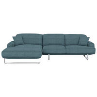 ECKSOFA in Webstoff Blau  - Blau, Design, Textil/Metall (184/304cm) - Dieter Knoll