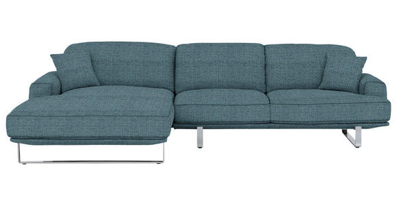 ECKSOFA in Webstoff Blau  - Blau, Design, Textil/Metall (184/304cm) - Dieter Knoll