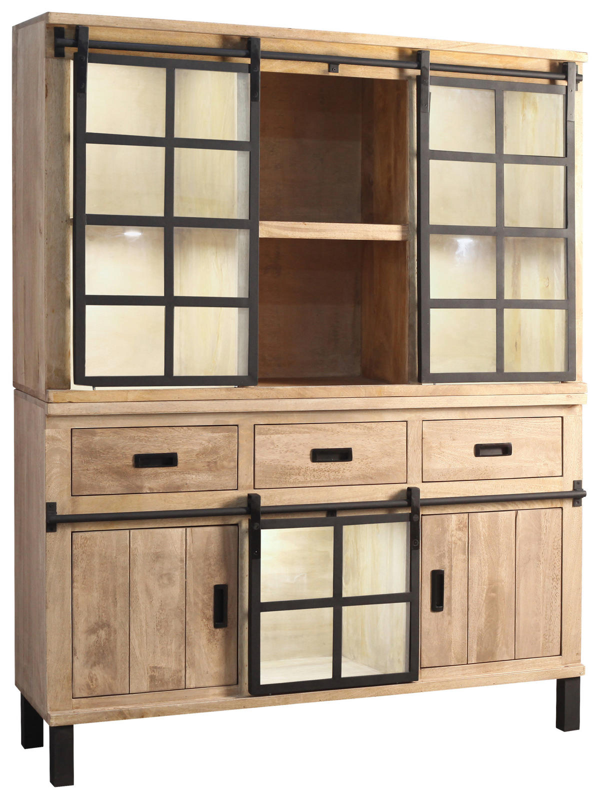 BUFFET 145/180/42 cm  in  - Graubraun/Schwarz, LIFESTYLE, Glas/Holz (145/180/42cm) - Landscape