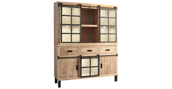 BUFFET 145/180/42 cm  in  - Graubraun/Schwarz, LIFESTYLE, Glas/Holz (145/180/42cm) - Landscape