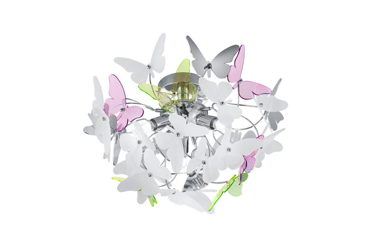 KINDERDECKENLEUCHTE 45/28,5 cm   - Chromfarben/Lila, Design, Kunststoff/Metall (45/28,5cm)