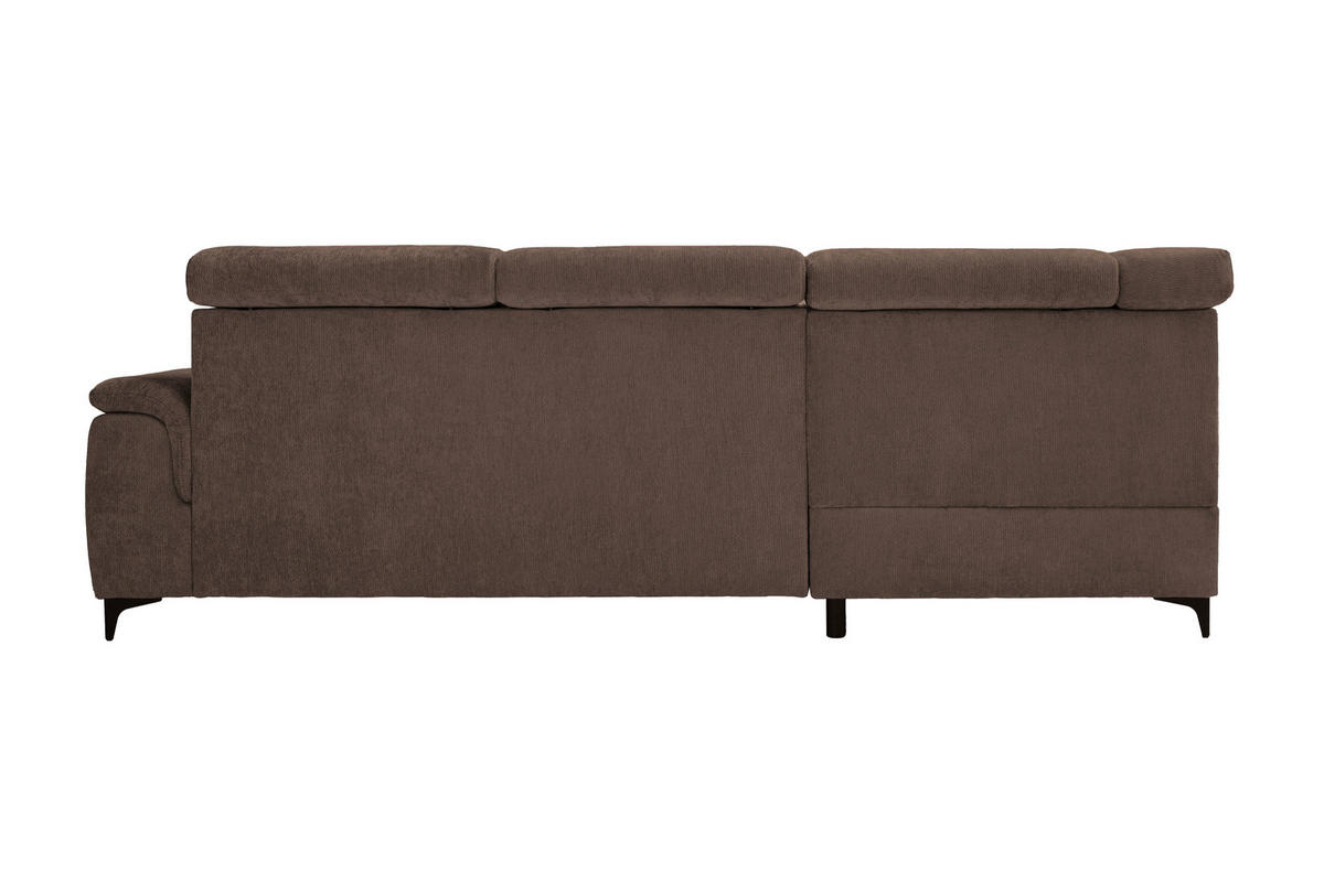 ECKSOFA Dunkelbraun Chenille Bettkasten, Schlaffunktion, Rücken echt, Kopfteilverstellung, Liegefläche im Originalstoff  - Dunkelbraun/Schwarz, KONVENTIONELL, Textil/Metall (206/265cm) - Carryhome