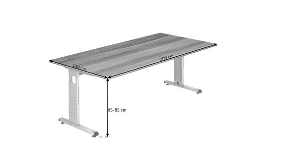 SCHREIBTISCH höhenverstellbar  - Silberfarben/Nussbaumfarben, KONVENTIONELL, Holzwerkstoff/Metall (200/100/65-85cm) - Venda