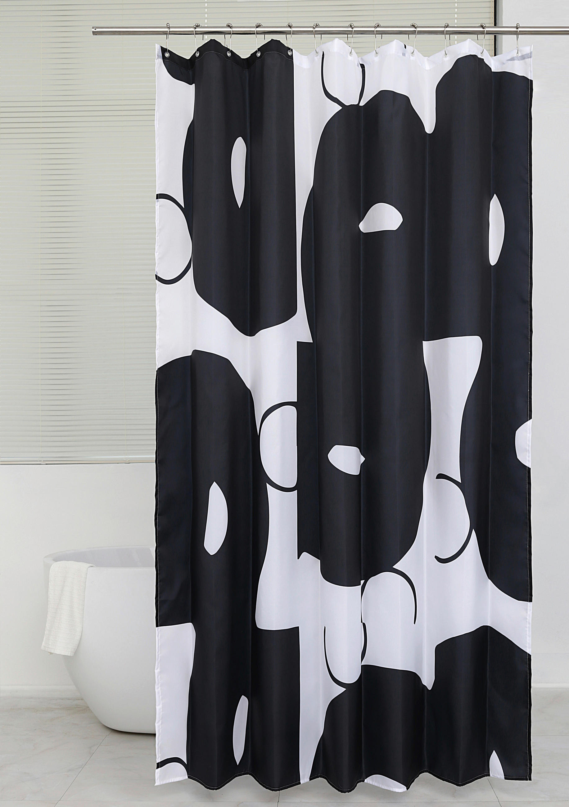 DUSCHVORHANG Circle 180/200 cm  - Schwarz/Weiß, Design, Textil (180/200cm) - Esposa