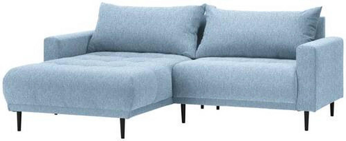 ECKSOFA in Flachgewebe Hellblau  - Schwarz/Hellblau, Design, Holz/Textil (160/215cm) - Stylife