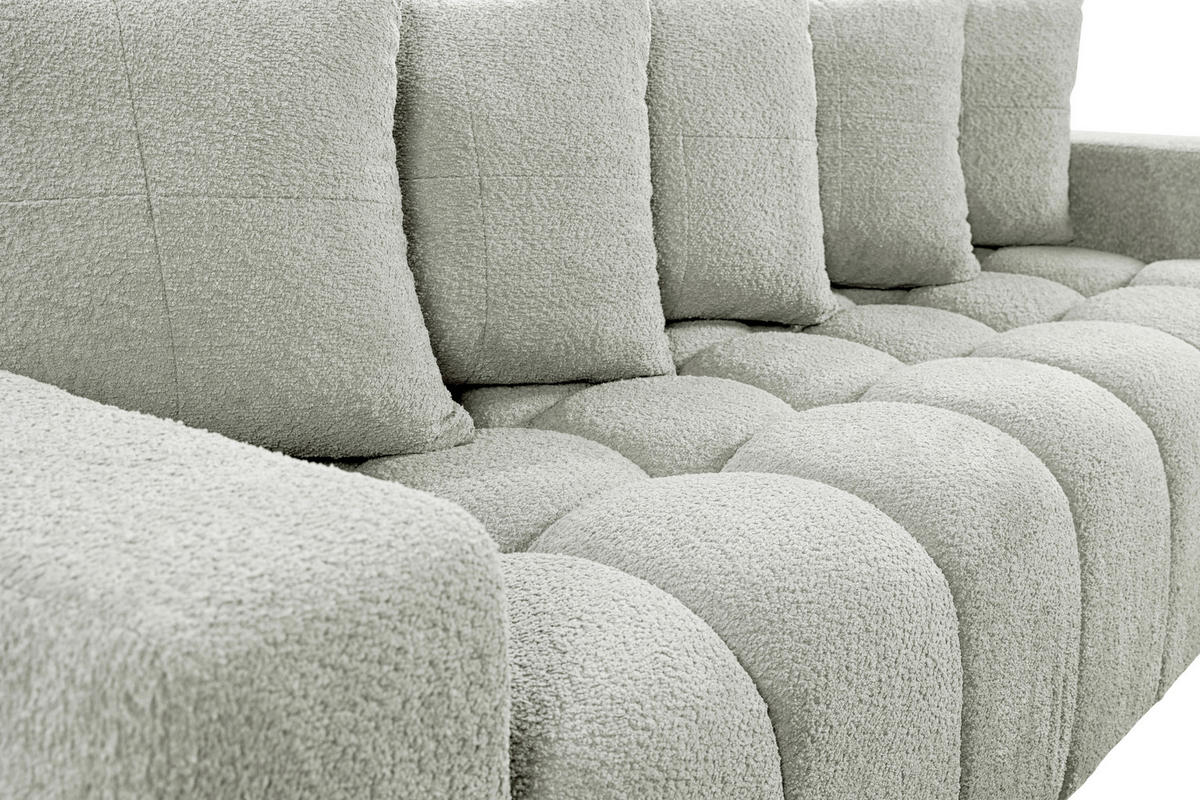 SCHLAFSOFA in Struktur, Bouclé Creme  - Creme/Schwarz, Basics, Kunststoff/Textil (250/86/140cm) - Livetastic