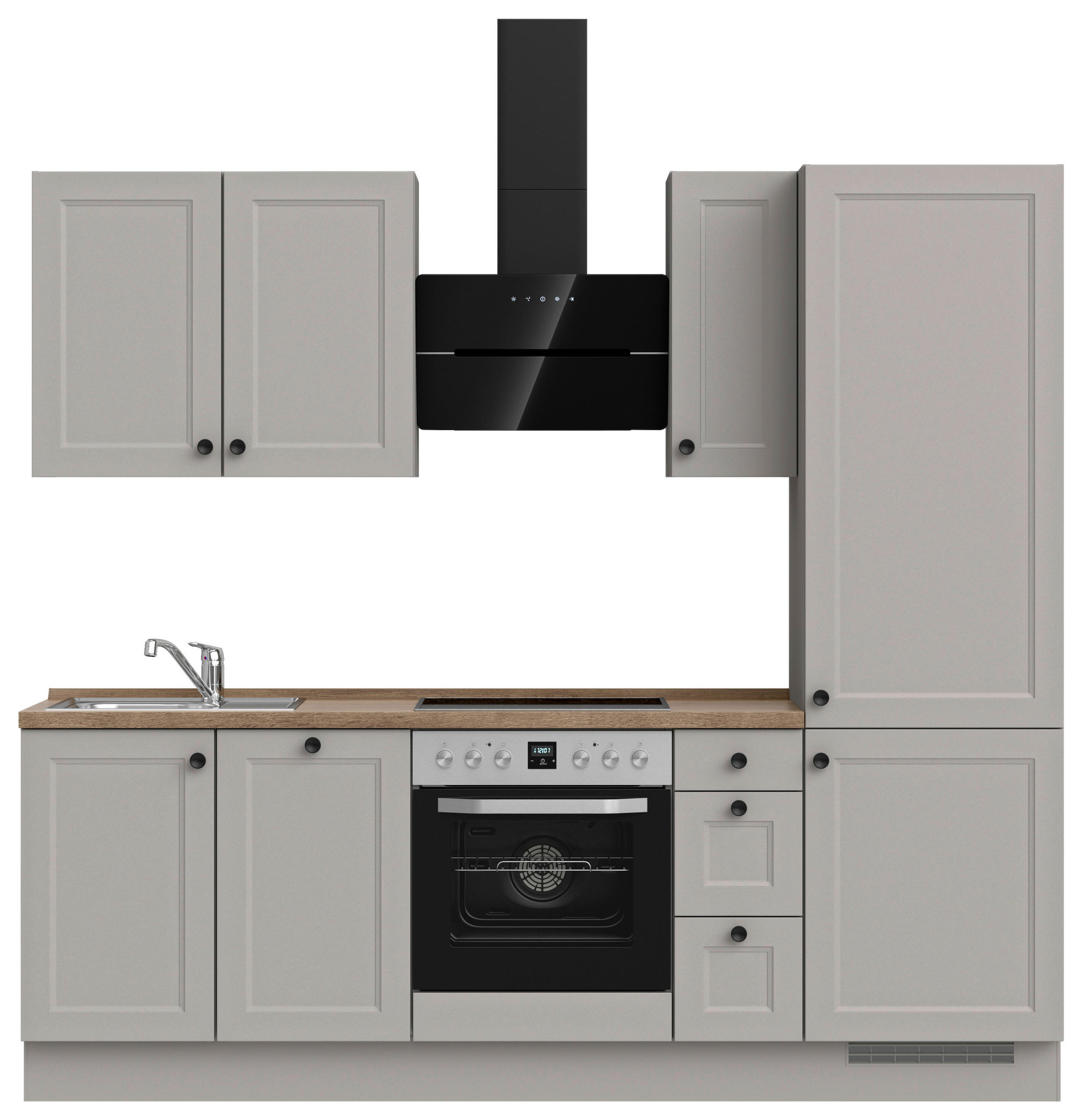 KÜCHENLEERBLOCK 240 cm   in Grau, Eiche dunkel  - Eiche dunkel/Schwarz, MODERN, Holzwerkstoff/Metall (240cm) - Nobilia