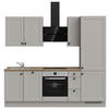KÜCHENBLOCK 240 cm   in Grau, Eiche dunkel  - Eiche dunkel/Schwarz, MODERN, Holzwerkstoff/Metall (240cm) - Nobilia