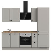 KÜCHENBLOCK 240 cm   in Grau, Eiche dunkel  - Eiche dunkel/Schwarz, MODERN, Holzwerkstoff/Metall (240cm) - Nobilia