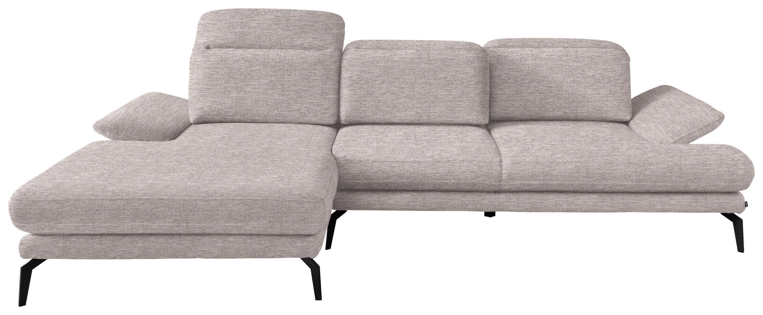 ECKSOFA inkl. Funktionen Taupe Webstoff - Taupe/Schwarz, Design, Textil/Metall (180/289cm) - Stylife