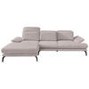 ECKSOFA in Webstoff Taupe  - Taupe/Schwarz, Design, Textil/Metall (180/289cm) - Stylife