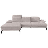ECKSOFA in Webstoff Taupe  - Taupe/Schwarz, Design, Textil/Metall (180/289cm) - Stylife
