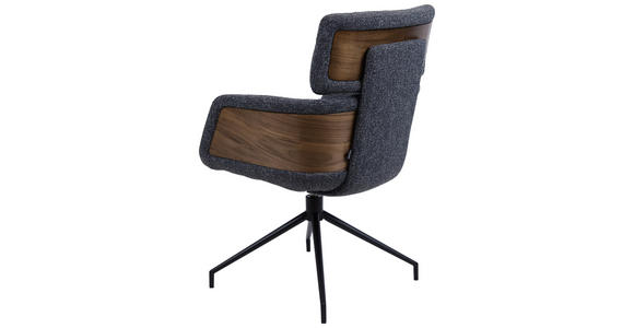 ARMLEHNSTUHL , Wippfunktion, Sitzfläche 360° drehbar, automatische Rückholfunktion , Webstoff  - Dunkelgrau/Walnussfarben, Design, Holz/Textil (62/92/66cm) - Dieter Knoll