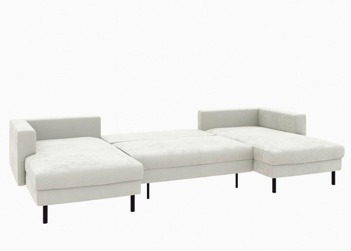 WOHNLANDSCHAFT Struktur Weiss  - Weiss/Schwarz, Modern, Textil/Metall (161/306/161cm) - Trendmanufaktur