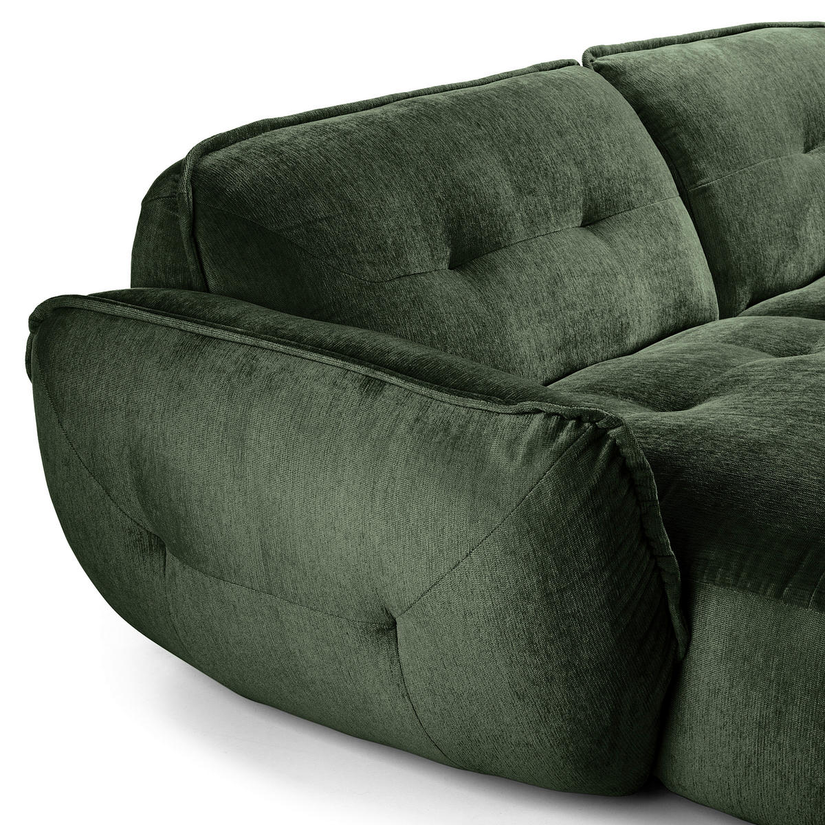 ECKSOFA in Chenille Dunkelgrün  184/269 cm  - Dunkelgrün/Schwarz, MODERN, Kunststoff/Textil (184/269cm) - Trendmanufaktur