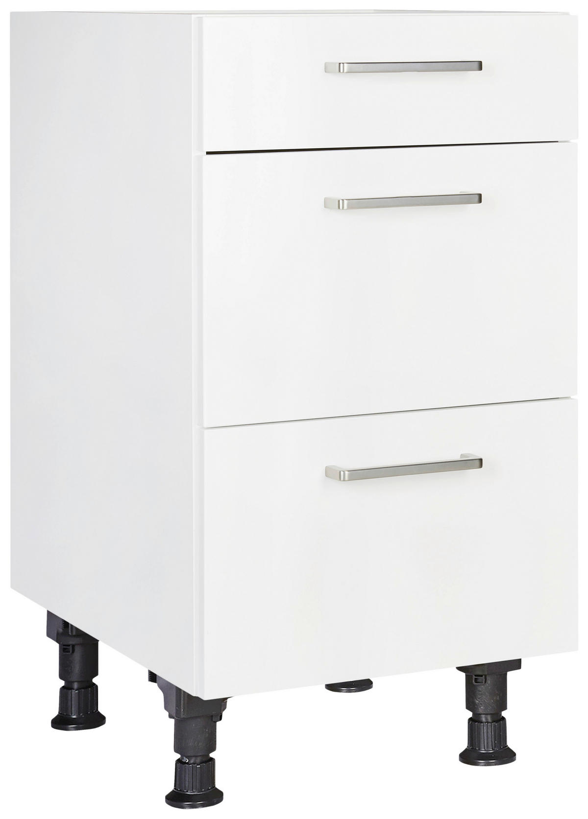 SCHUBKASTENUNTERSCHRANK 45/87/56 cm  in Weiß  - Edelstahlfarben/Weiß, MODERN, Holzwerkstoff/Metall (45/87/56cm) - Nobilia