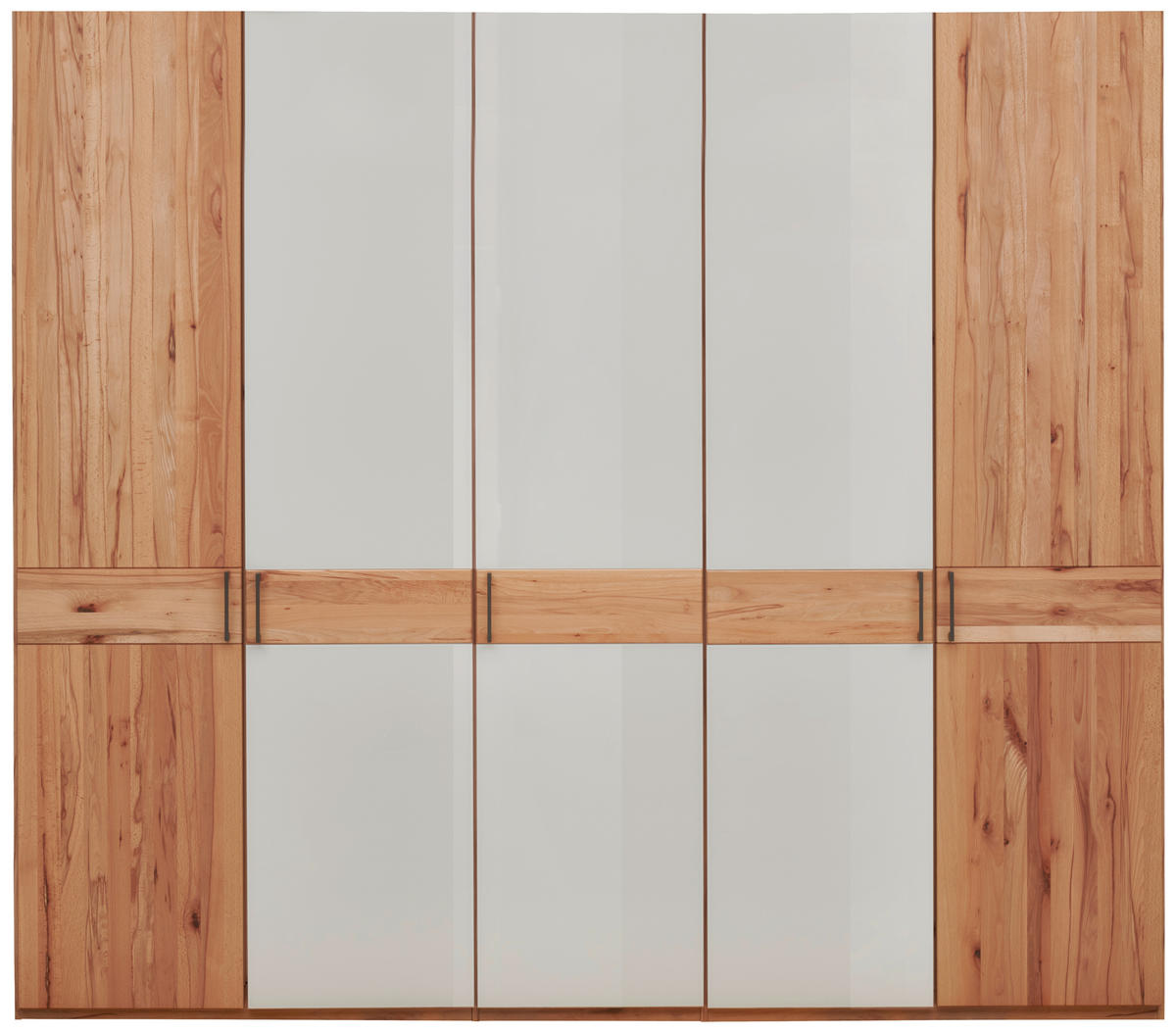 DREHTÜRENSCHRANK in Champagner, Kernbuche  - Schieferfarben/Champagner, Konventionell, Glas/Holz (250/216/58cm) - Venda