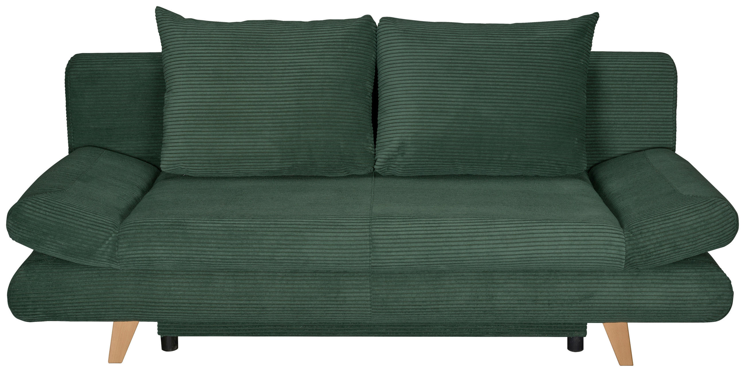 SCHLAFSOFA  mit Schlafen auf Sitzhöhe, haustierfreundlicher Bezug Cord Dunkelgrün  - Dunkelgrün/Buchefarben, KONVENTIONELL, Holz/Textil (200/75/85cm) - Carryhome
