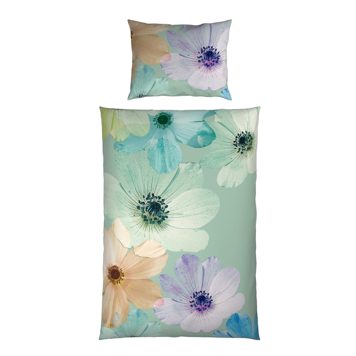 WENDEBETTWÄSCHE Satin 140/200 cm  - Grün, Textil (140/200cm) - Bio:Vio