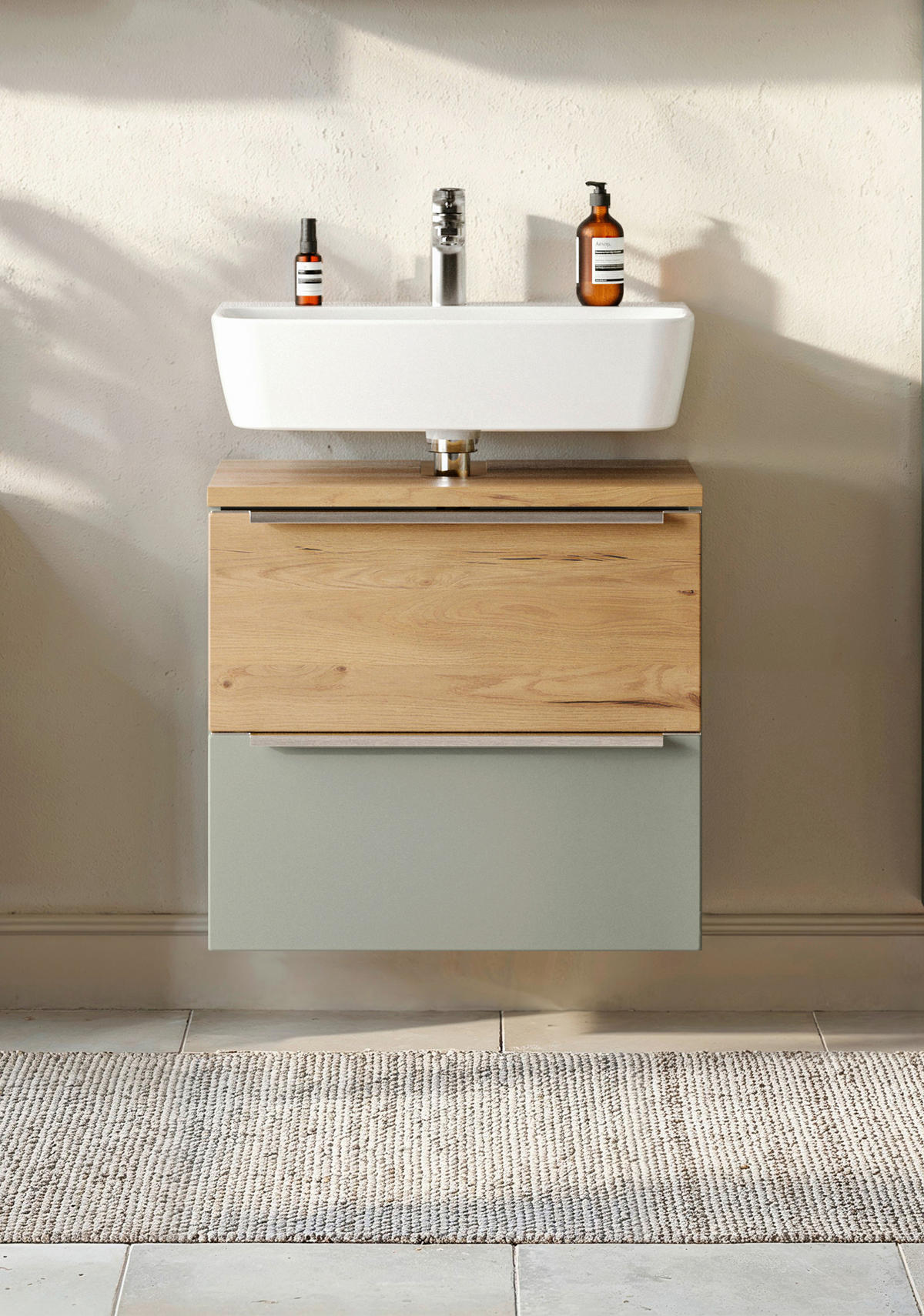 WASCHBECKENUNTERSCHRANK 60/54/35 cm  - Schilfgrün/Wildeiche, Trend, Holzwerkstoff/Metall (60/54/35cm) - Held