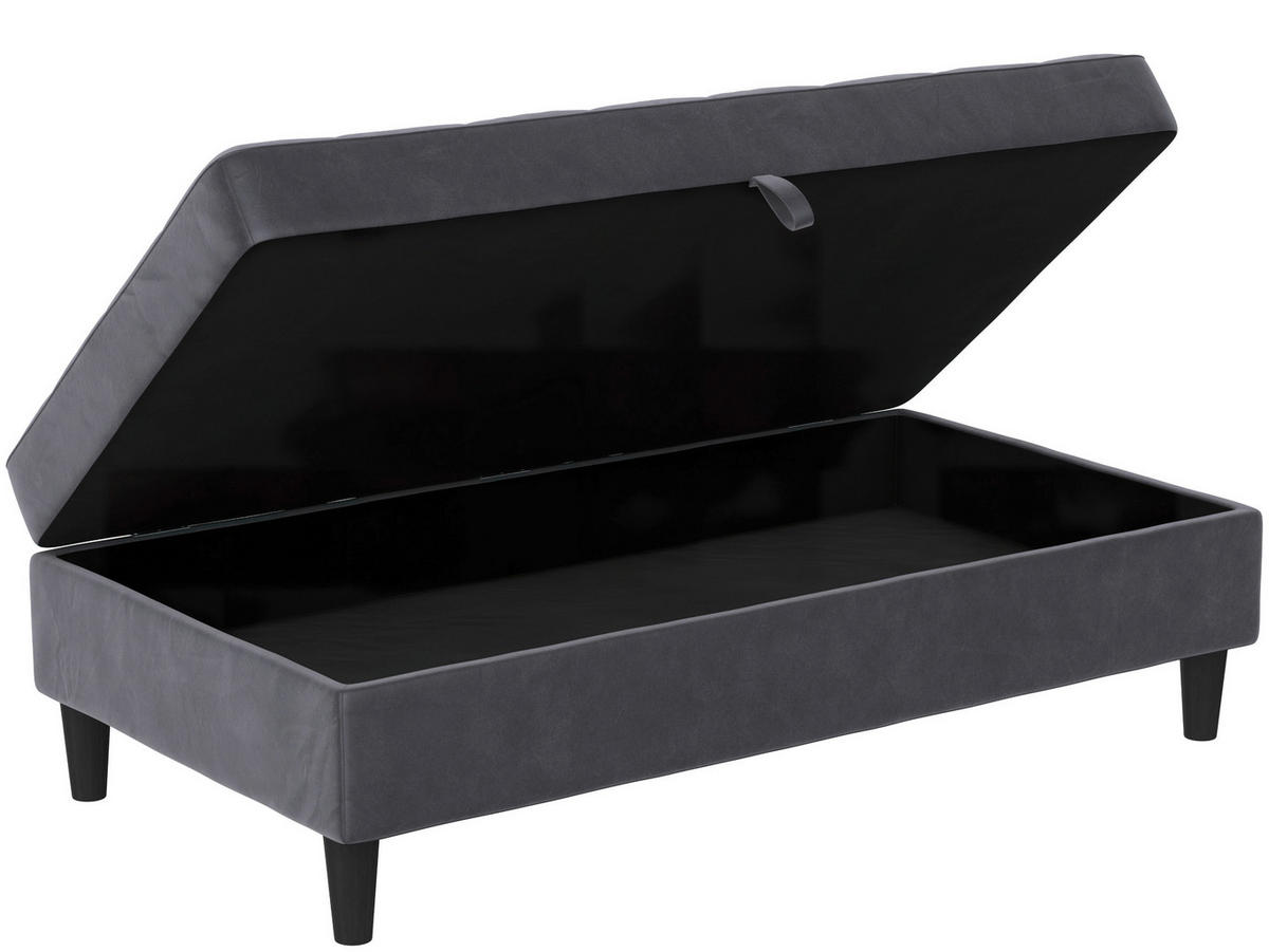 HOCKER PALERMO Velours Dunkelgrau  - Dunkelgrau/Schwarz, Basics, Kunststoff/Textil (130/43/69cm) - Livetastic