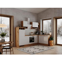 ECKKÜCHE 280/172/172 cm  in Weiss, Wildeiche  - Wildeiche/Weiss, Basics, Holzwerkstoff/Metall (280/172/172cm) - Respekta