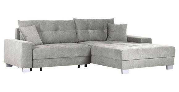 ECKSOFA in Flachgewebe Hellgrau  - Silberfarben/Hellgrau, KONVENTIONELL, Holz/Textil (273/192cm) - Carryhome