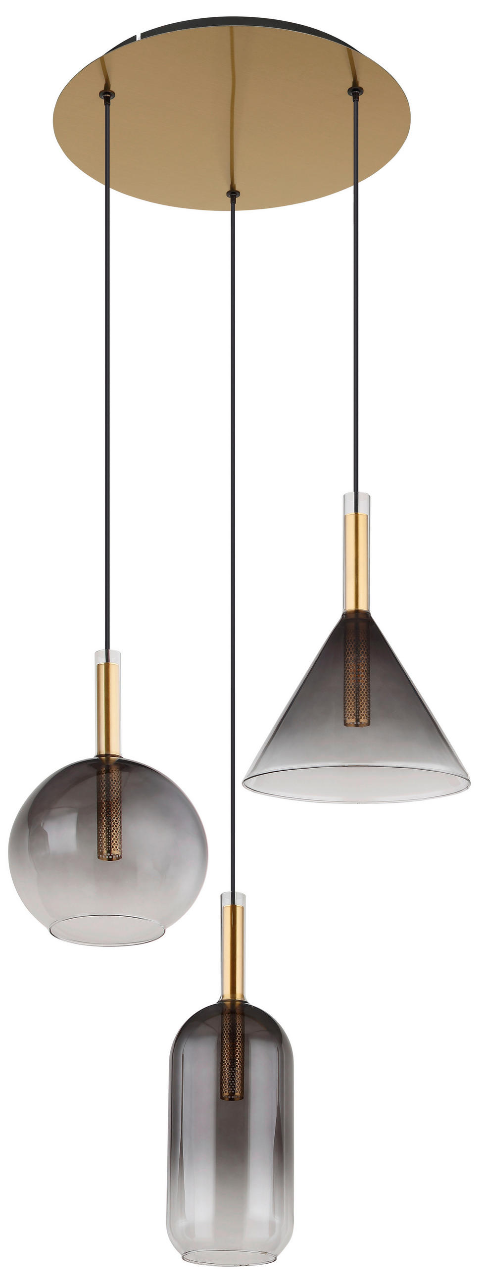 HÄNGELEUCHTE 43/150 cm    - Klar/Messingfarben, Design, Glas/Metall (43/150cm) - Globo