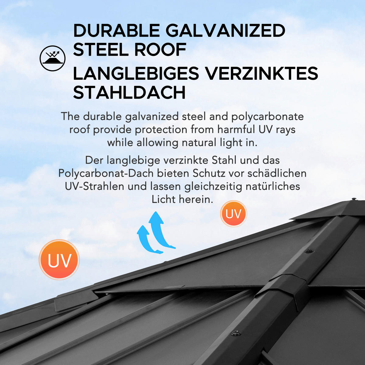 PAVILLON 273/274/273 cm  - Anthrazit, Basics, Holz/Metall (273/274/273cm) - Modante
