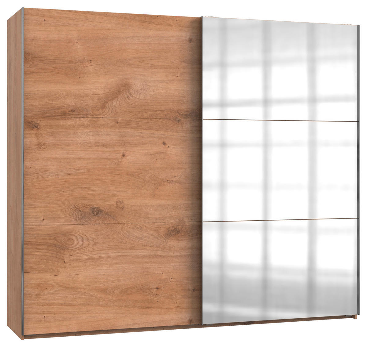 SCHWEBETÜRENSCHRANK in Eichefarben  - Chromfarben/Eichefarben, Modern, Holzwerkstoff (250/216/65cm) - MID.YOU