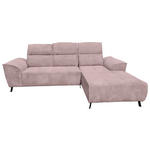 ECKSOFA Altrosa Cord Sitzvorzug, Kopfteilverstellung, Rücken echt  - Schwarz/Altrosa, KONVENTIONELL, Textil/Metall (290/196cm) - Carryhome