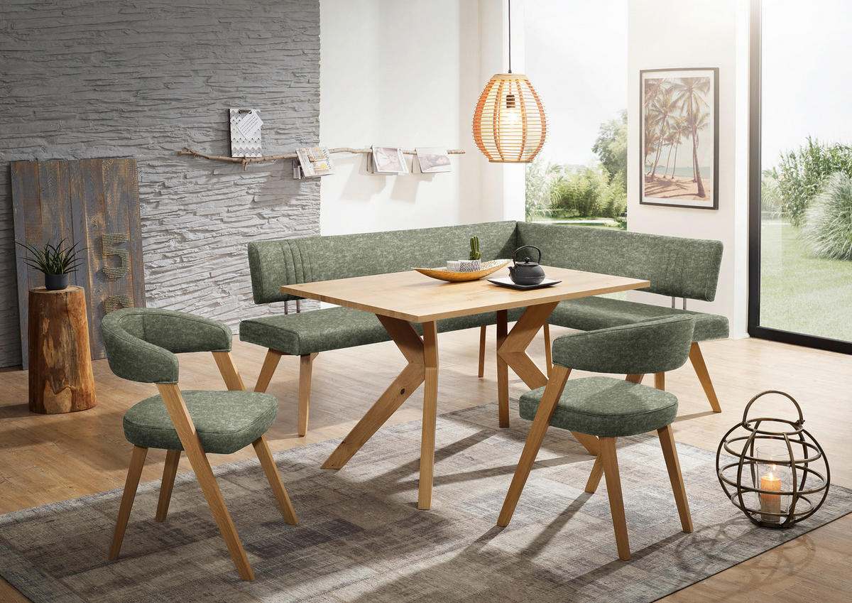 ECKBANK 170/160 cm  in Grün, Wildeiche  - Wildeiche/Eichefarben, Design, Holz/Textil (170/160cm) - Venda