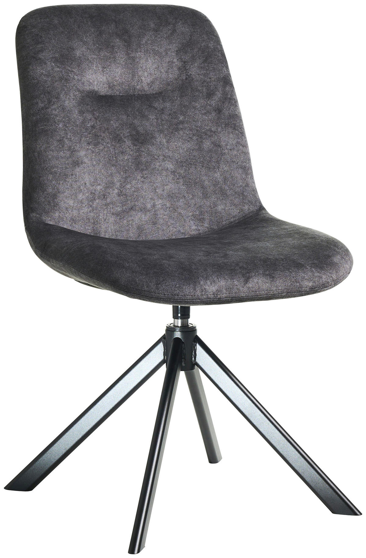 STUHL Velours Schwarz, Grau  - Schwarz/Grau, Basics, Textil/Metall (51/89/61cm) - Celina Home