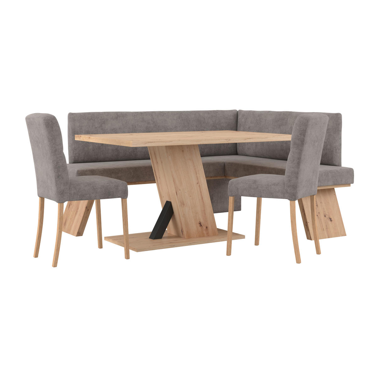 ECKBANK 185/150 cm Webstoff Grau   - Eichefarben/Grau, KONVENTIONELL, Textil (185/150cm) - Livetastic