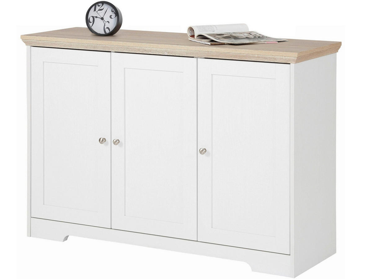 SIDEBOARD NANTES 118/80/39 cm  - Eichefarben/Silberfarben, Design, Holzwerkstoff/Metall (118/80/39cm) - Livetastic