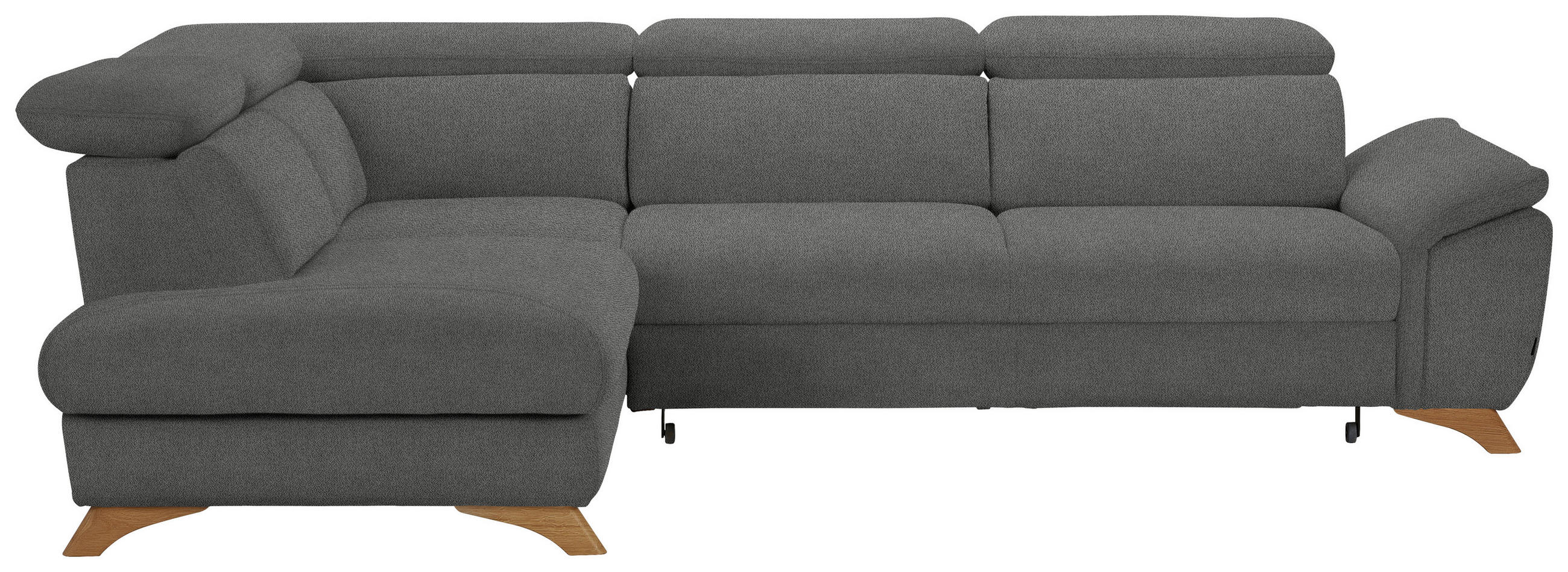ECKSOFA MERCURY Grau Flachgewebe  - Eichefarben/Grau, MODERN, Holz/Textil (212/287cm) - Valnatura