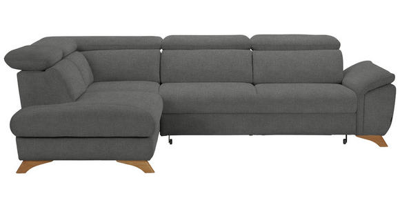 ECKSOFA MERCURY Grau Flachgewebe - Eichefarben/Grau, MODERN, Holz/Textil (212/287cm) - Valnatura