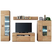 WOHNWAND  in Eichefarben 320/208/50 cm  - Eichefarben/Nickelfarben, Design, Glas/Holz (320/208/50cm) - Livetastic