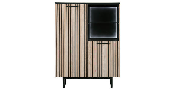 HIGHBOARD 90/120/43 cm  in Schwarz, Eichefarben  - Eichefarben/Schwarz, Trend, Holzwerkstoff/Metall (90/120/43cm) - Carryhome